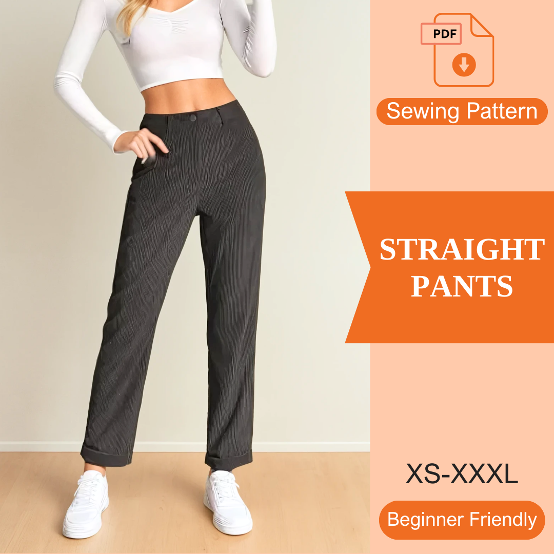 【PDF】straight pants Straight Pants PDF Sewing Pattern – Udosew