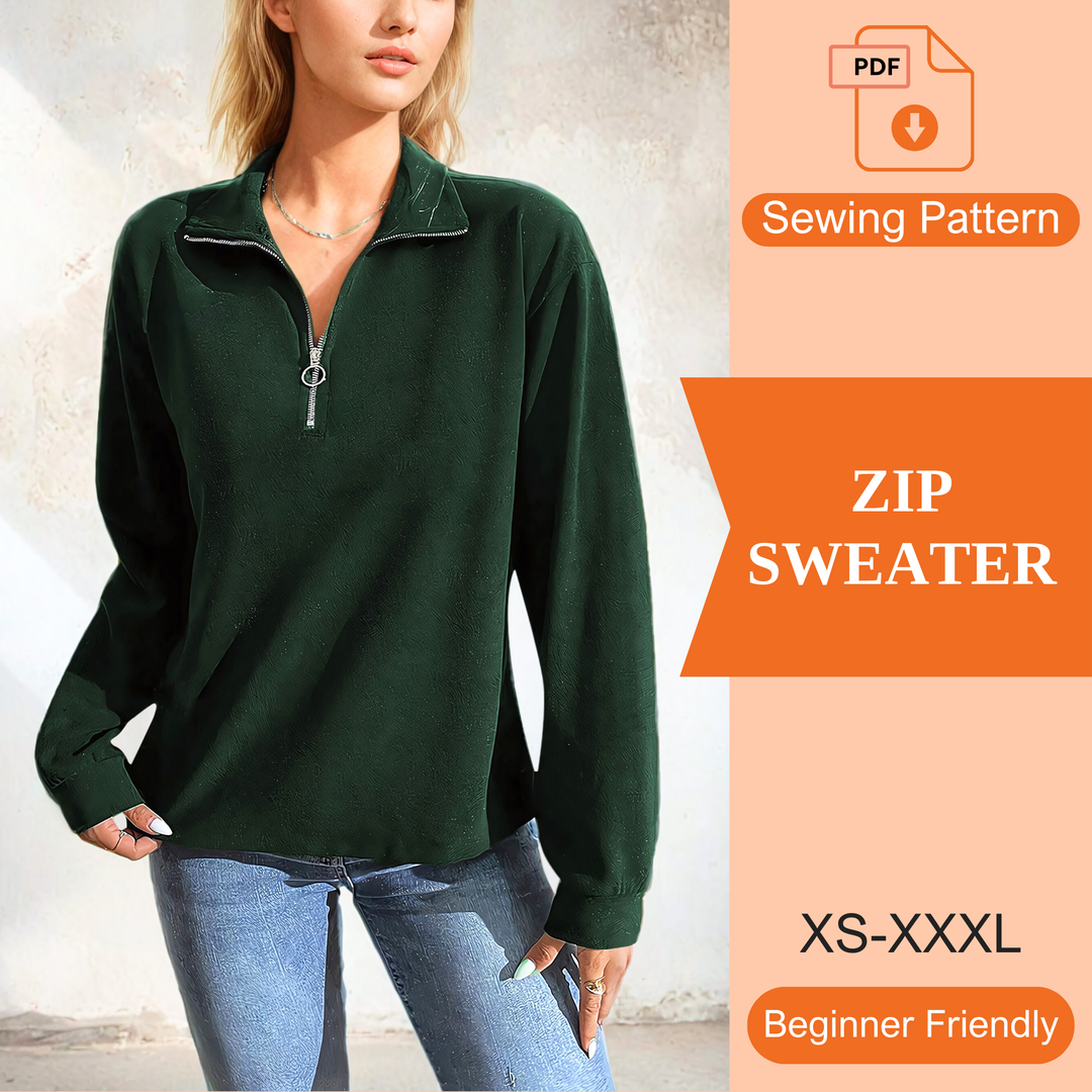 Zip Sweater PDF Sewing Pattern