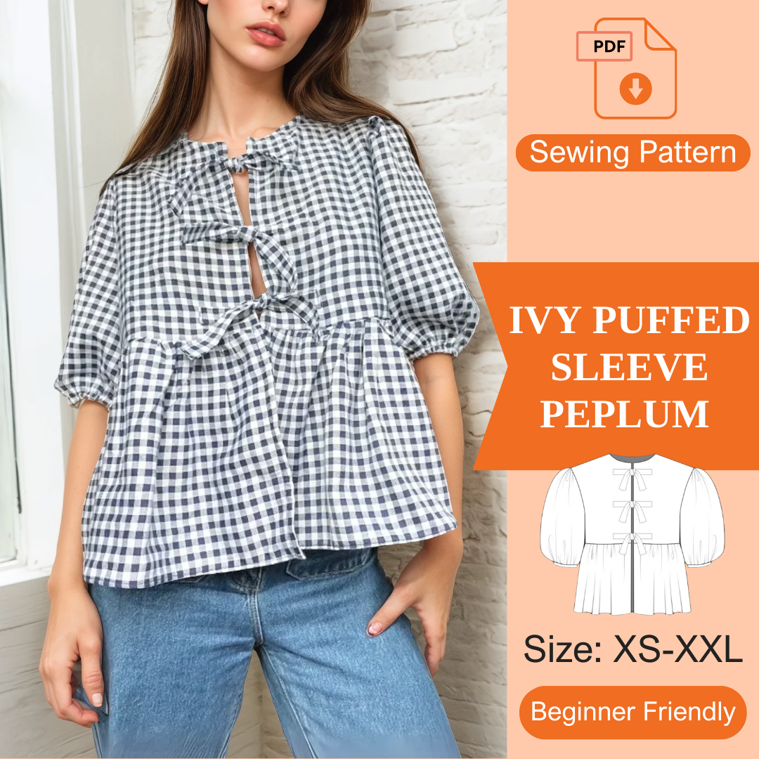 Ivy Puffed Sleeve Peplum – PDF Sewing Pattern