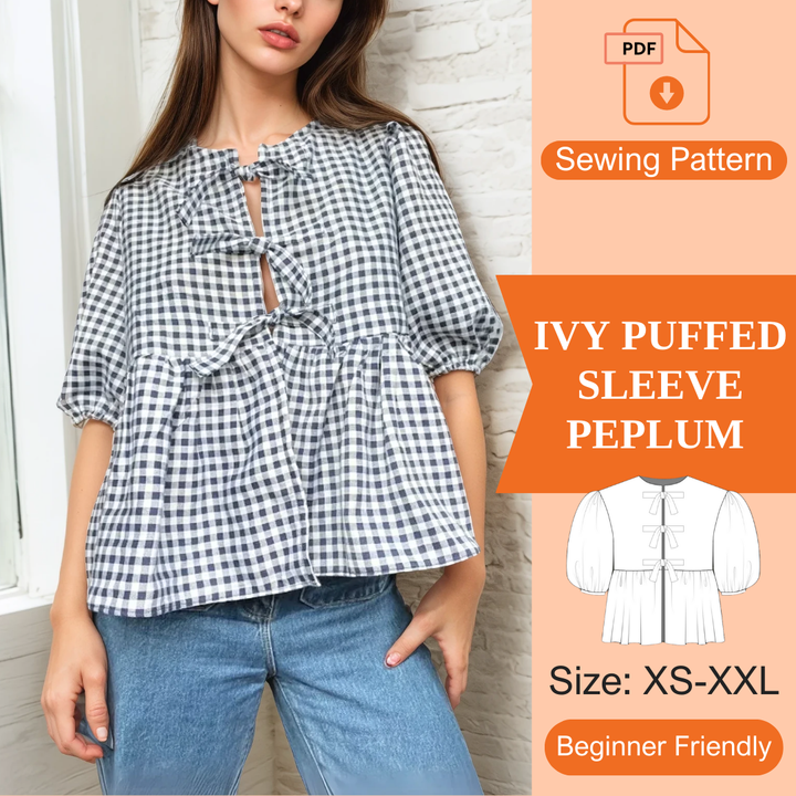Ivy Puffed Sleeve Peplum – PDF Sewing Pattern
