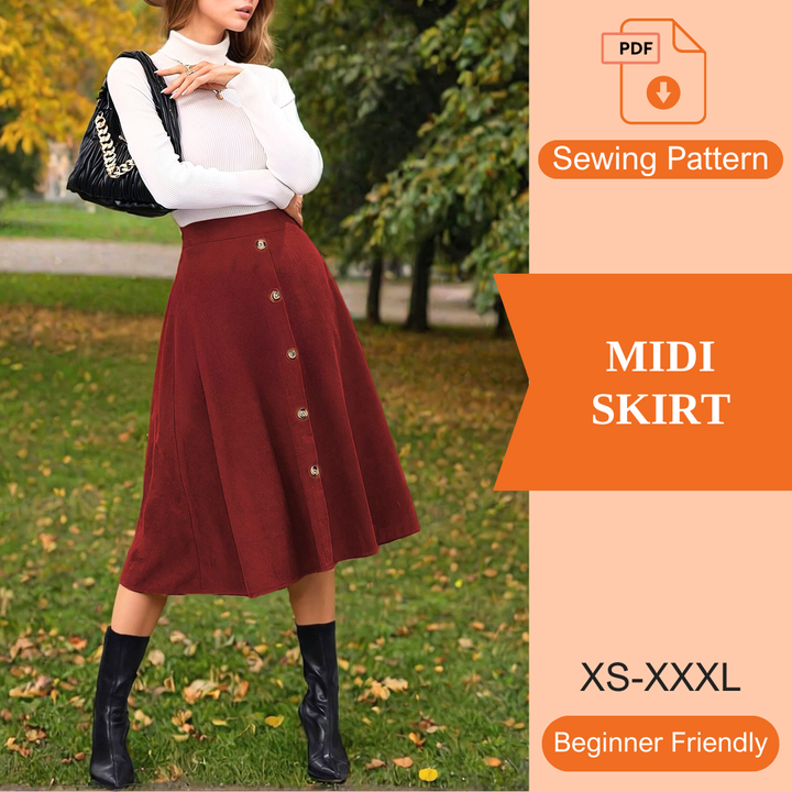 Midi Skirt PDF Sewing Pattern