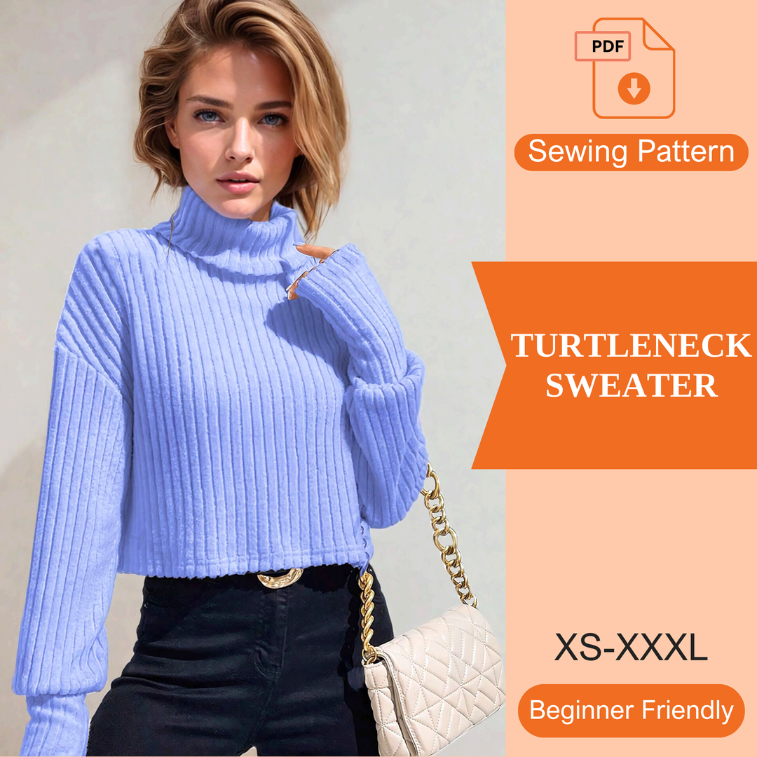 Turtleneck Sweater PDF Sewing Pattern