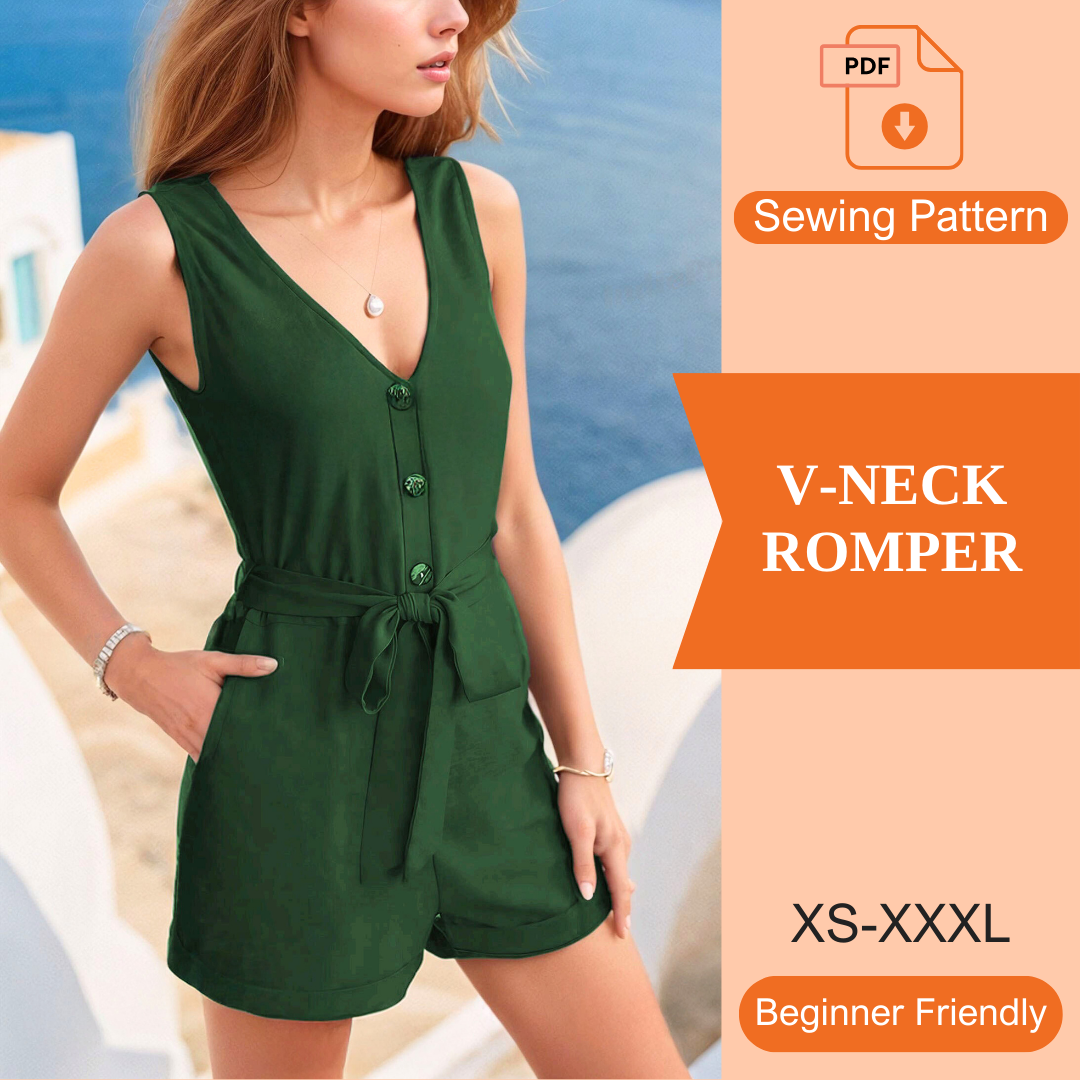 V-Neck Romper PDF Sewing Pattern