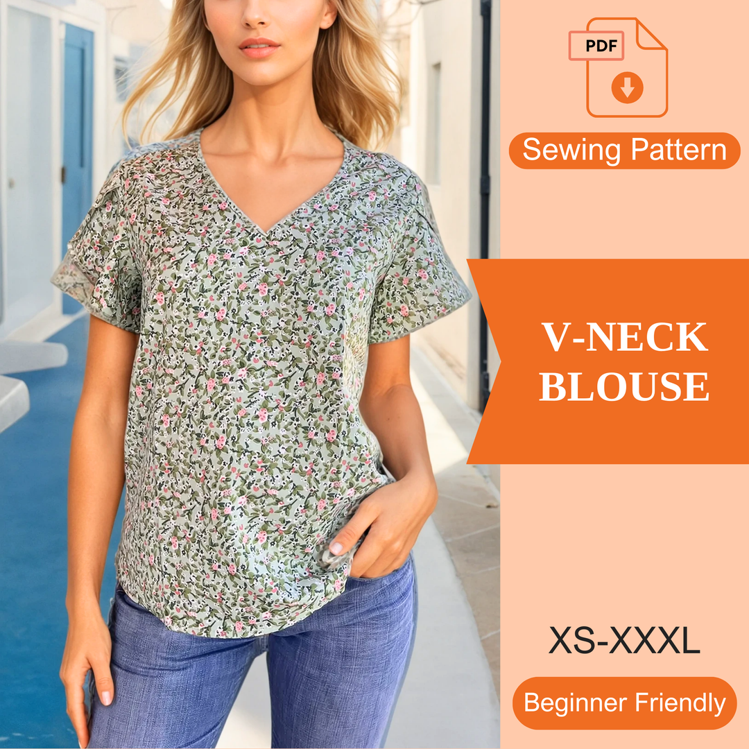 V-Neck Blouse PDF Sewing Pattern