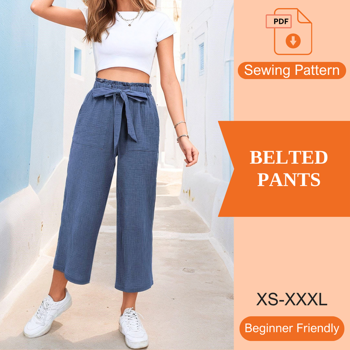 Belted Pants PDF Sewing Pattern