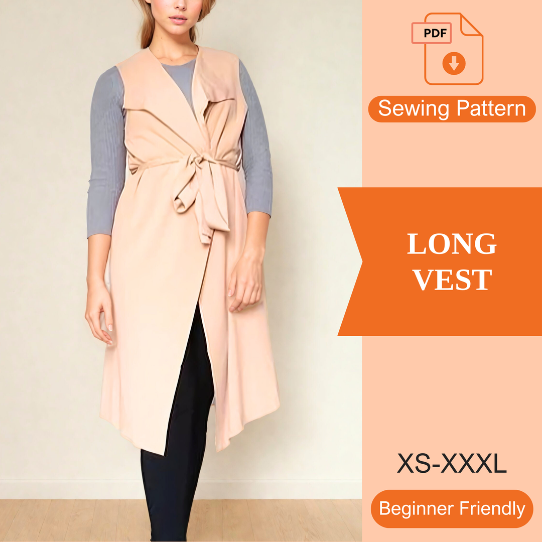 Long Vest PDF Sewing Pattern